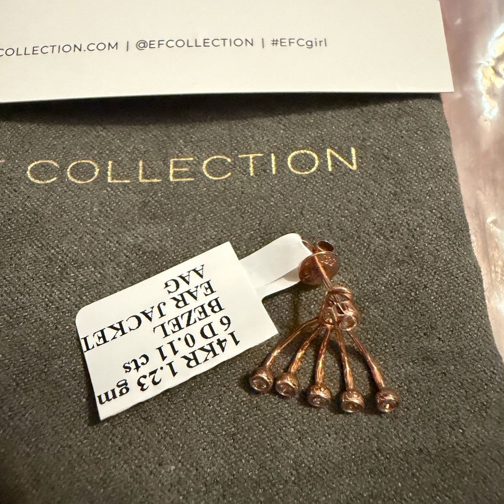 New with Tags EF Collection  14 Carat Rose Gold Diamond  Single Earring - Picture 2 of 5